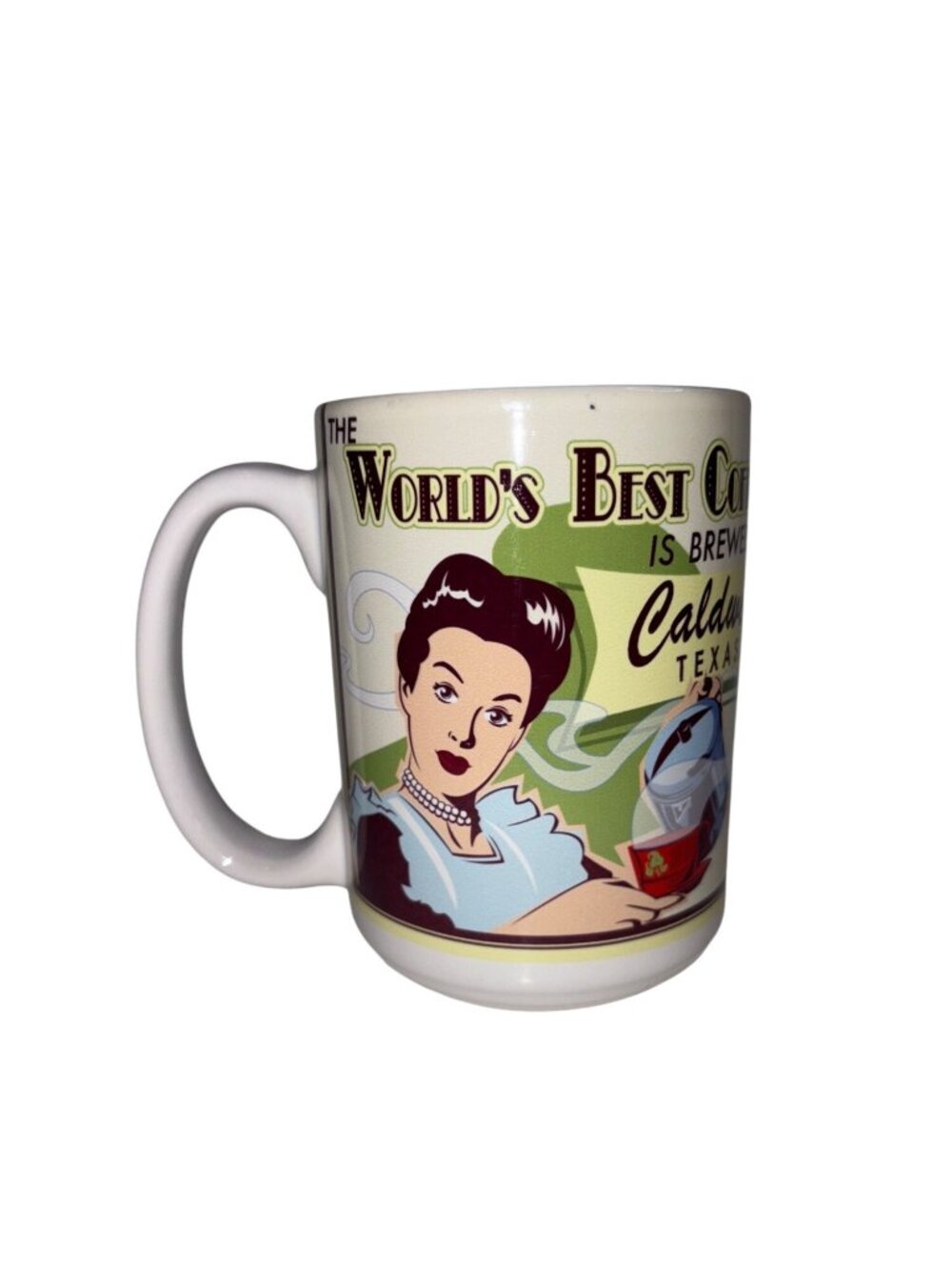 Worlds Best Coffee Caldwell Texas Retro Mug By Cuppa 11oz Dishwasher Microwave S